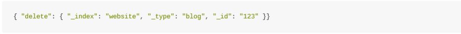 > {	"delete":	{	"_index":	"website",	"_type":	"blog",	"_id":	"123"	}}
