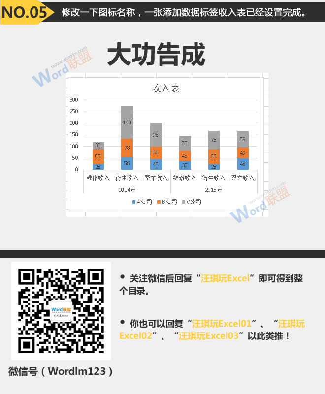 一张添加数据标签收入表已经设置完成