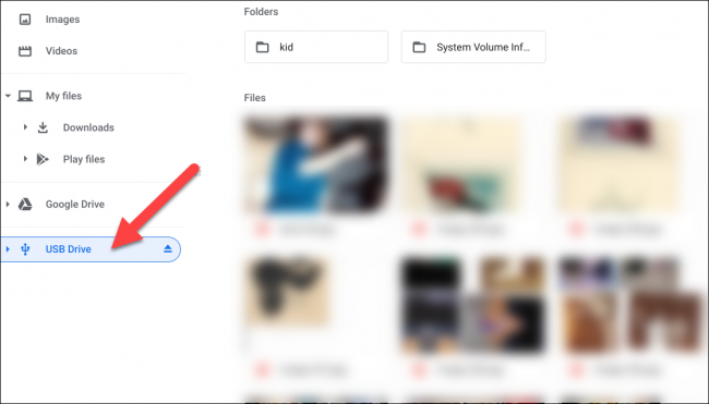 chromebook file manager select usb drive