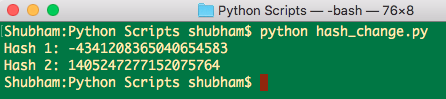 python hash int value