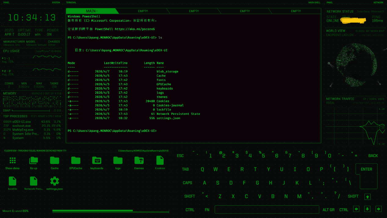酷炫的终端模拟器eDEX-UI酷炫的终端模拟器eDEX-UI