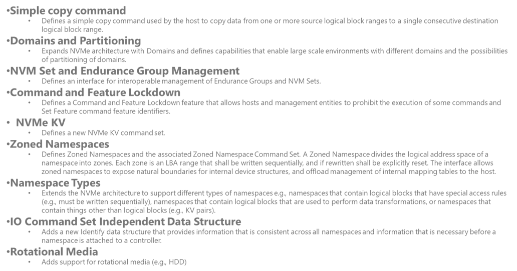 NVMe 2.0 New Features（引自NVMe官网）