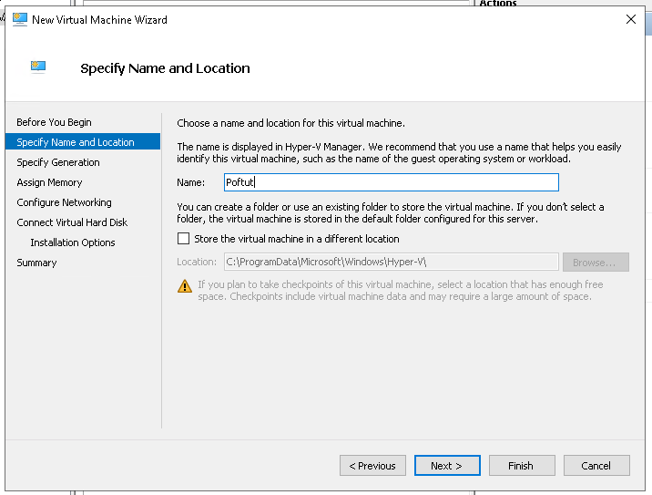 Set Name and Location Of VM in Hyper-V