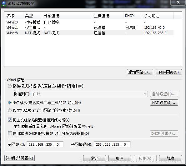联网线的情况下选择NAT模式