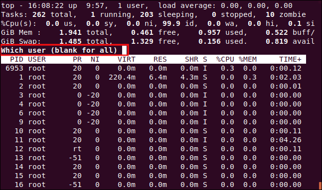 User prompt in a terminal window. 