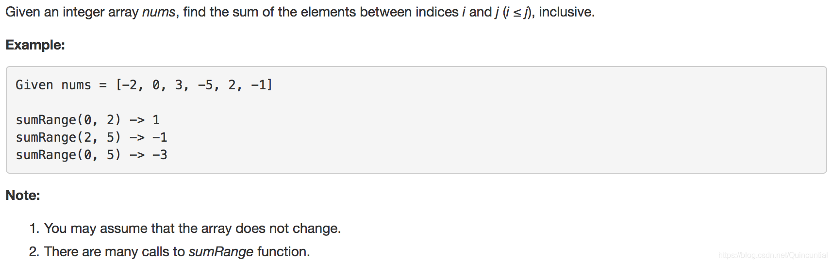 Range Sum Query - Immutable