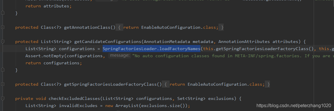SpringFactoriesLoader.loadFactoryNames方法