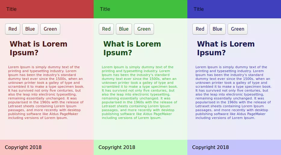 A page with different themes