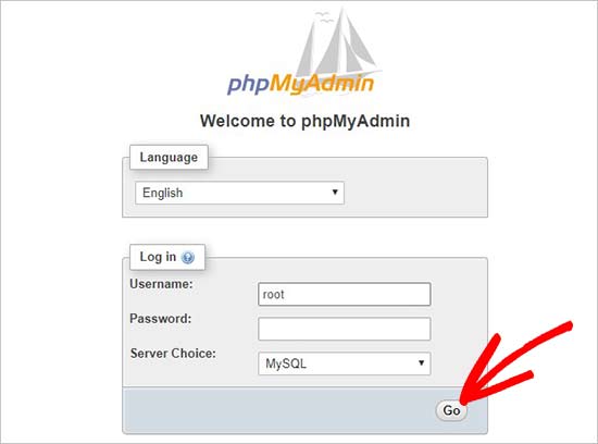 Login phpMyAdmin