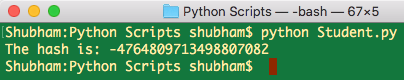 python hash object