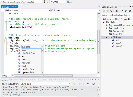 在VisualStudio中编译上传并调试Arduino程序