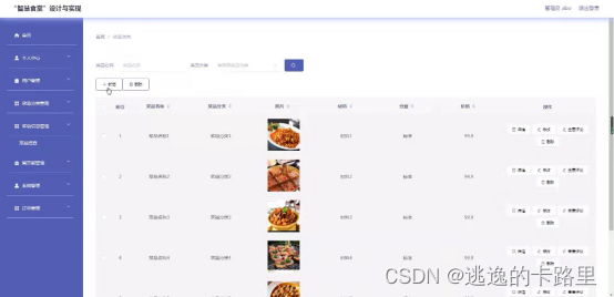 图5-9菜品信息管理界面图