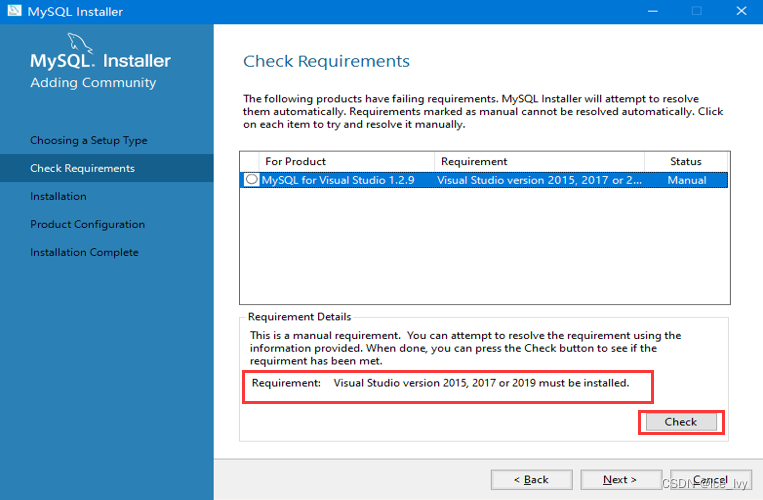 安装MySQL5.7之前需要安装Visual studio 2015或2017或2019
