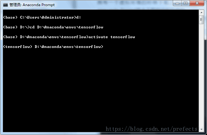使用activate  tensorflow(tensorflows是我的环境，你们应该写自己需要的环境)激活环境