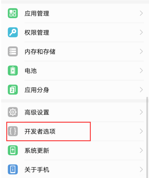 开发者选项
