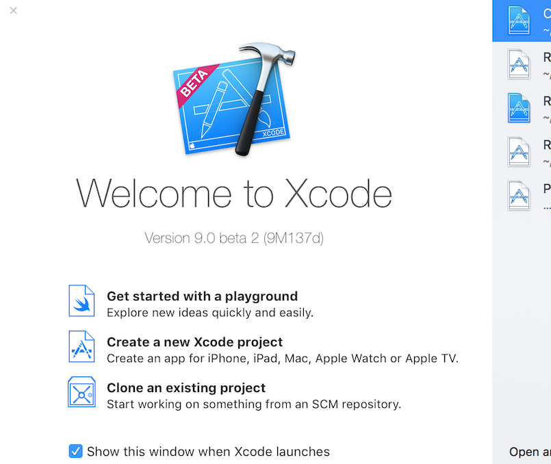 欢迎使用Xcode 9