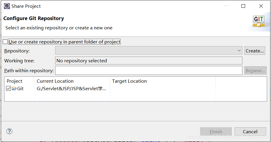 图3：选中项目并单击Create Repository