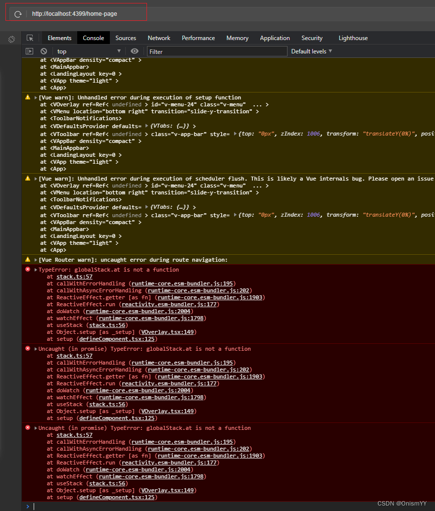 Vuetify3项目报错：TypeError: globalStack.at is not a function at stack.ts:57  Uncaught(in promise) Type-CSDN博客