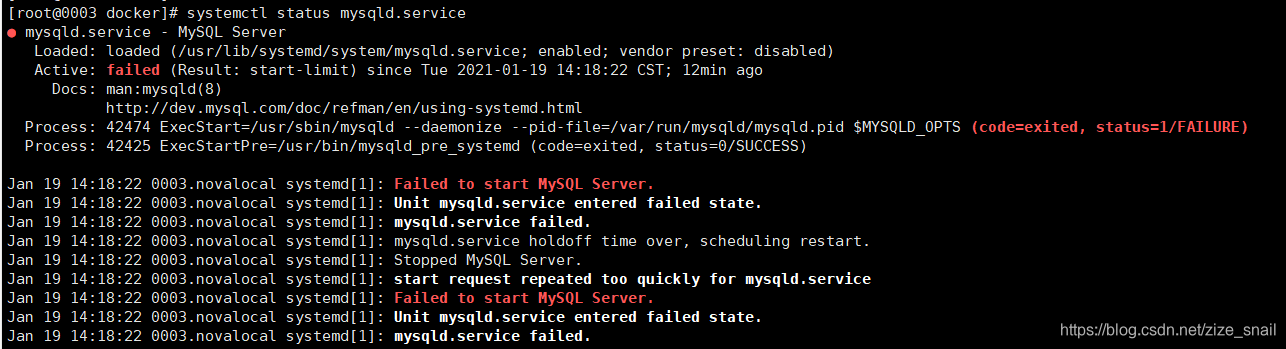 systemctl服务部署错误：code=exited, status=217/USER_mysqld