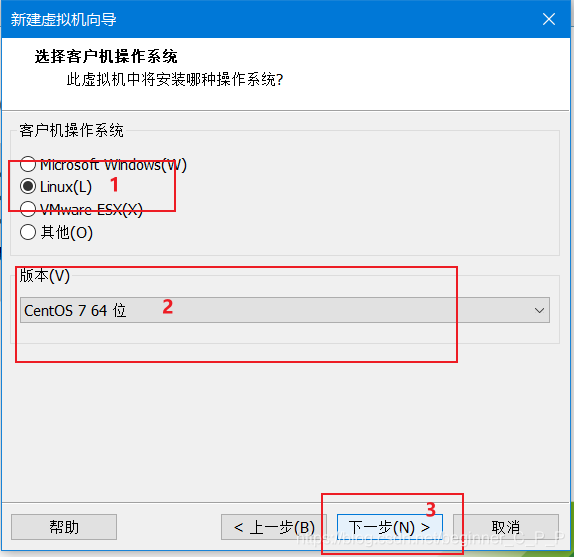 选择操作系统和版本，下一步