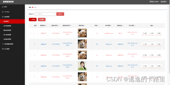 图5.1 患者管理页面
