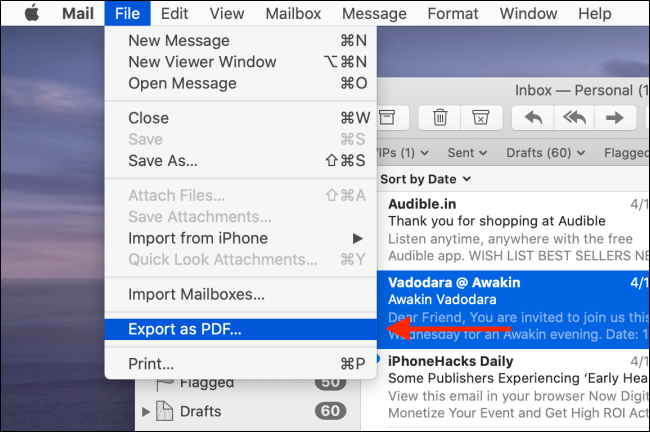 Click "File," and then select "Export as PDF." 