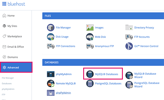 Creating a MySQL database Creating a MySQL database