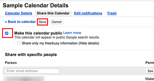 Making your Google Calendar public Making your Google Calendar public