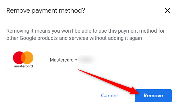 Confirm the deletion of this card and click Remove