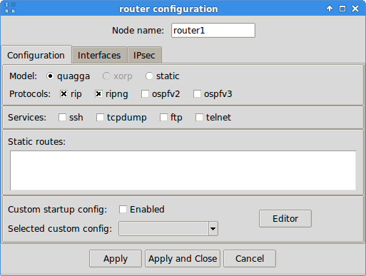 Router configuration widget