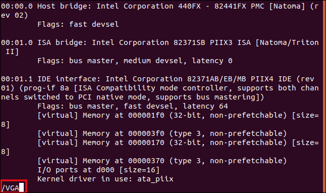 Type "VGA" in all caps in the terminal window.