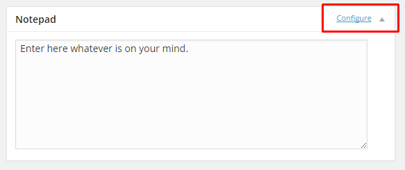 Notepad in WordPress dashboard