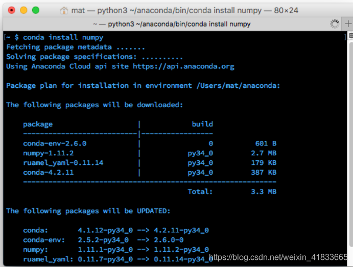 使用conda安装numpy