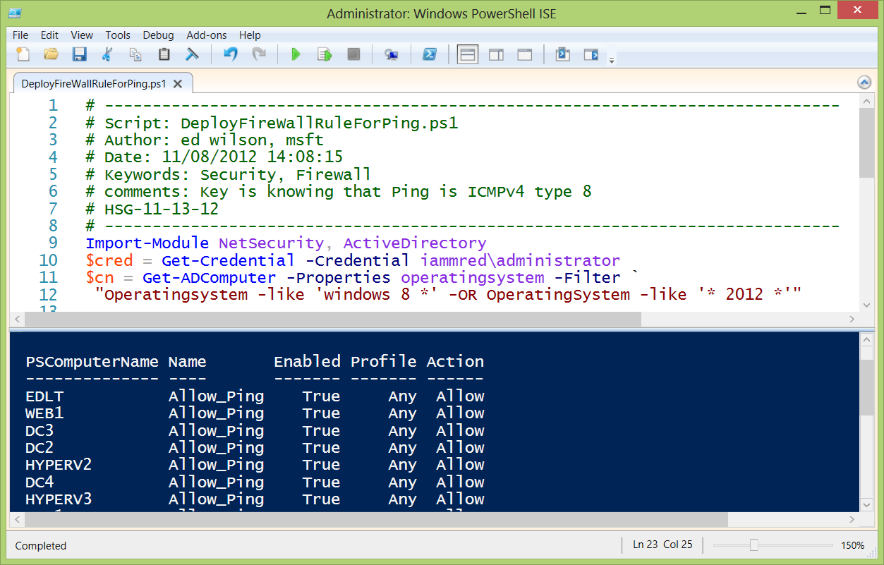 Image of command output