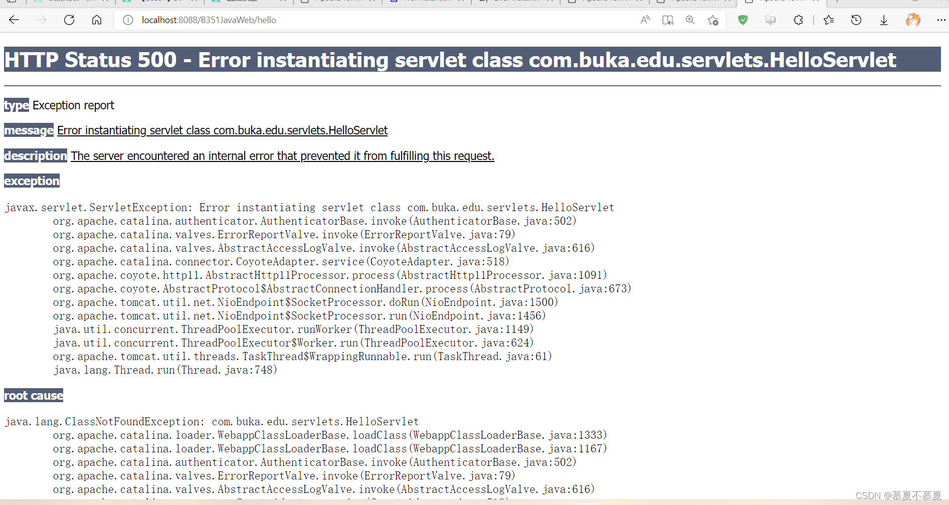 用IDEA写Web项目出现：HTTP Status 500 - Error instantiating servlet class [xxx ...