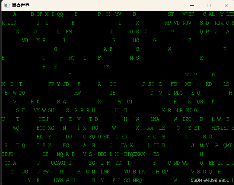 C++图形库实现黑客乱码:随机字母与时间驱动的动态演示-CSDN博客