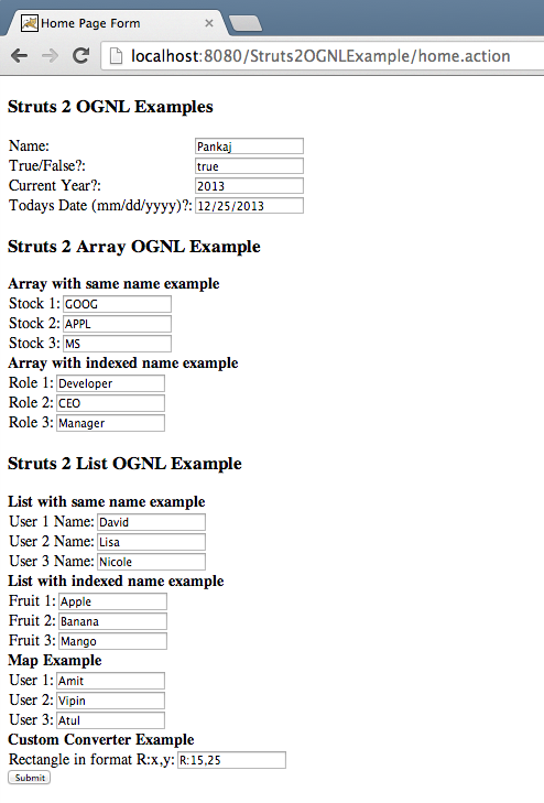 Struts2 OGNL Custom Type Converter Input