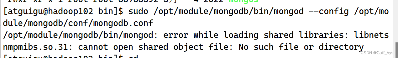 mongodb报错: error while loading shared libraries: libnetsnmpmibs.so.31 ...
