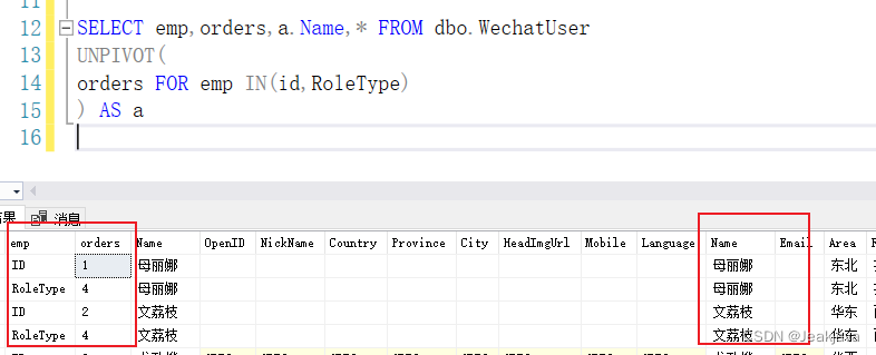 SQL Server中PIVOT 和 UNPIVOT的使用_sql server unpivot-CSDN博客