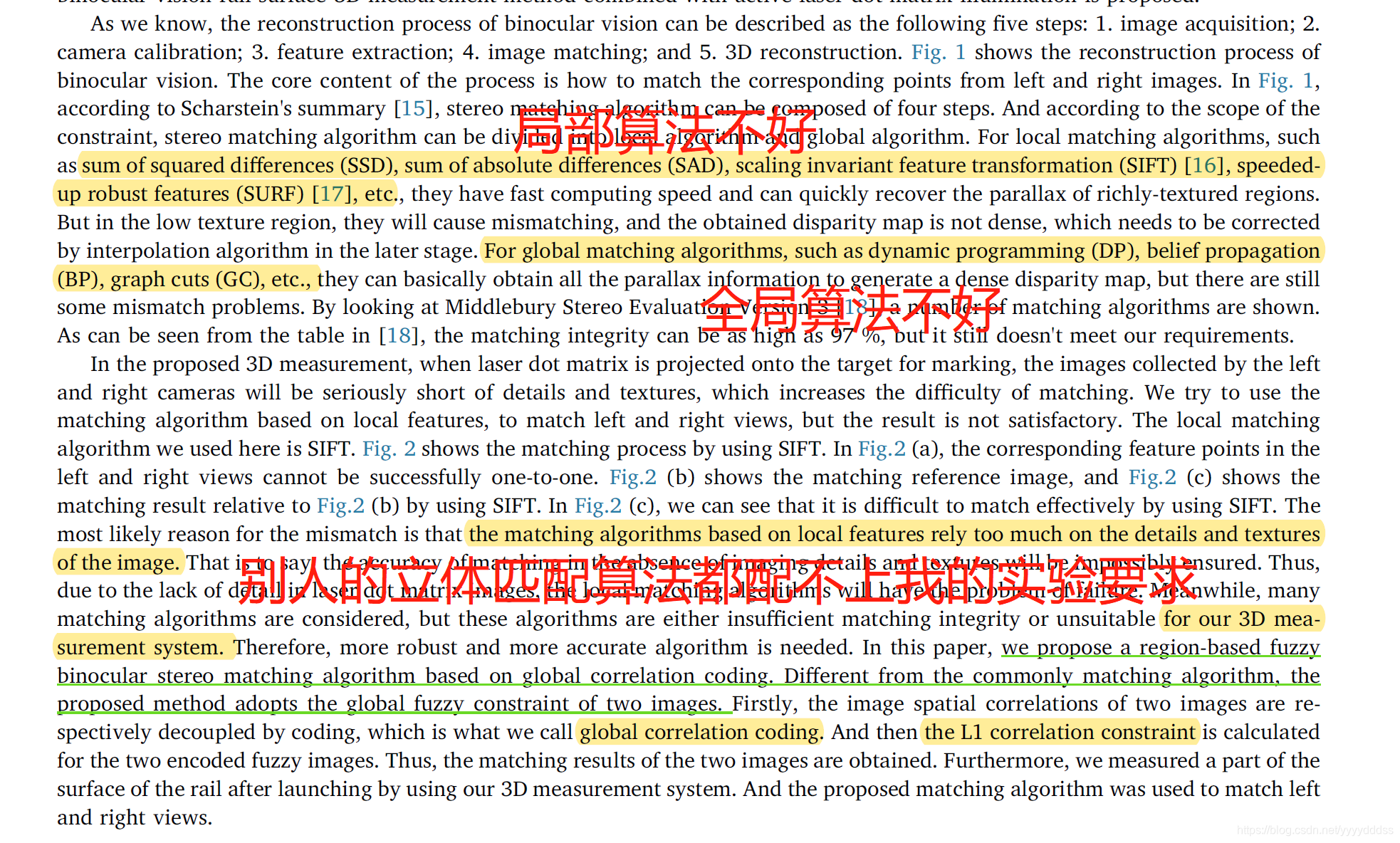 引言部分对现在立体匹配算法的描述