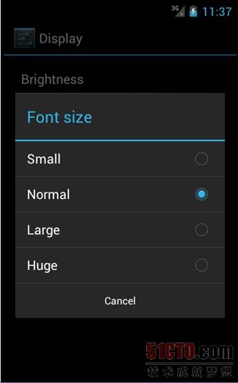 在设备预置的四种文本字体尺寸中选择适合自己的方案