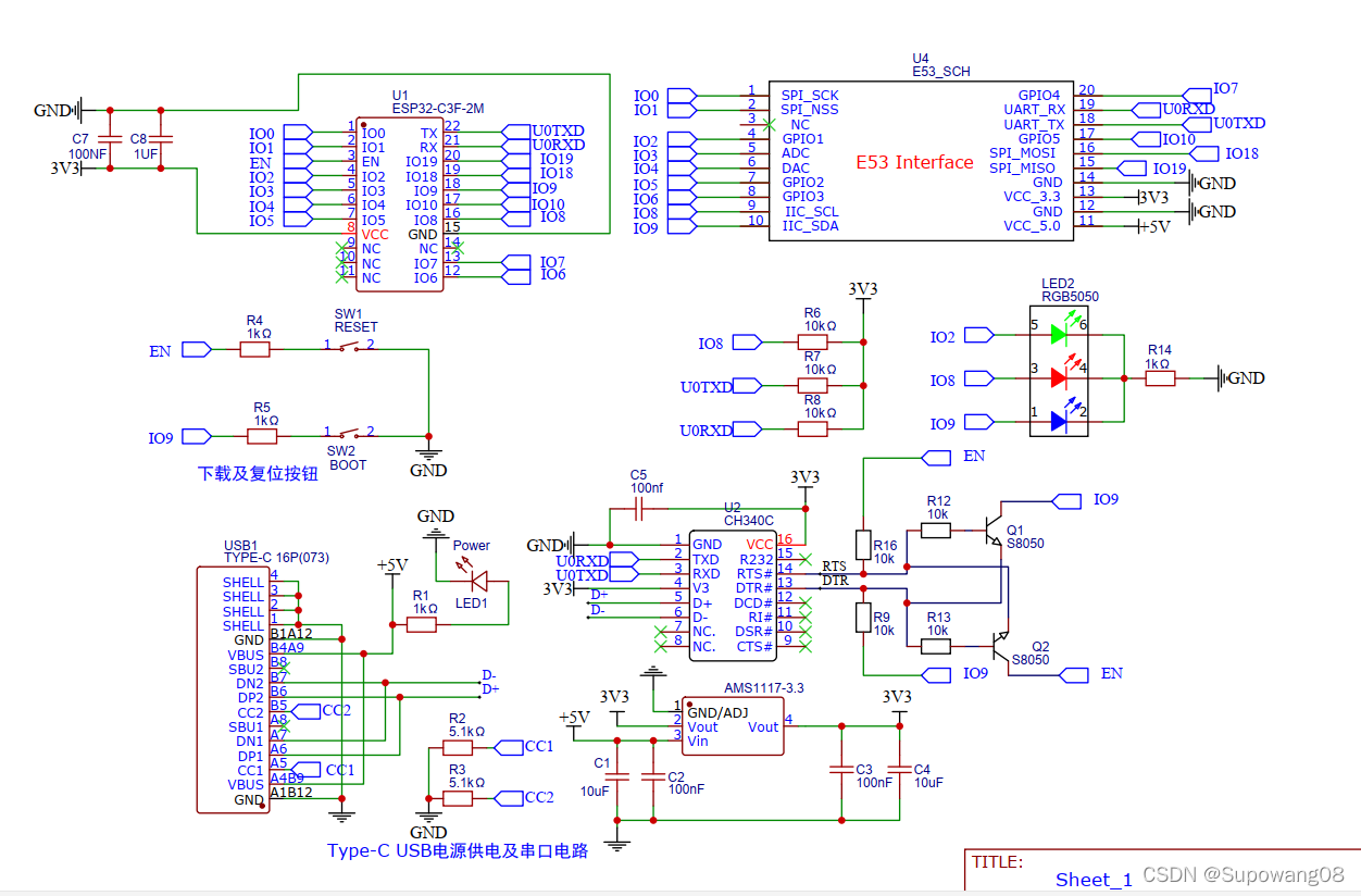 ESP32-C3-12F-EVB-Board原理图