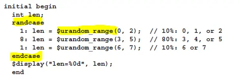 使用randcase和$urandom_range的随机控制