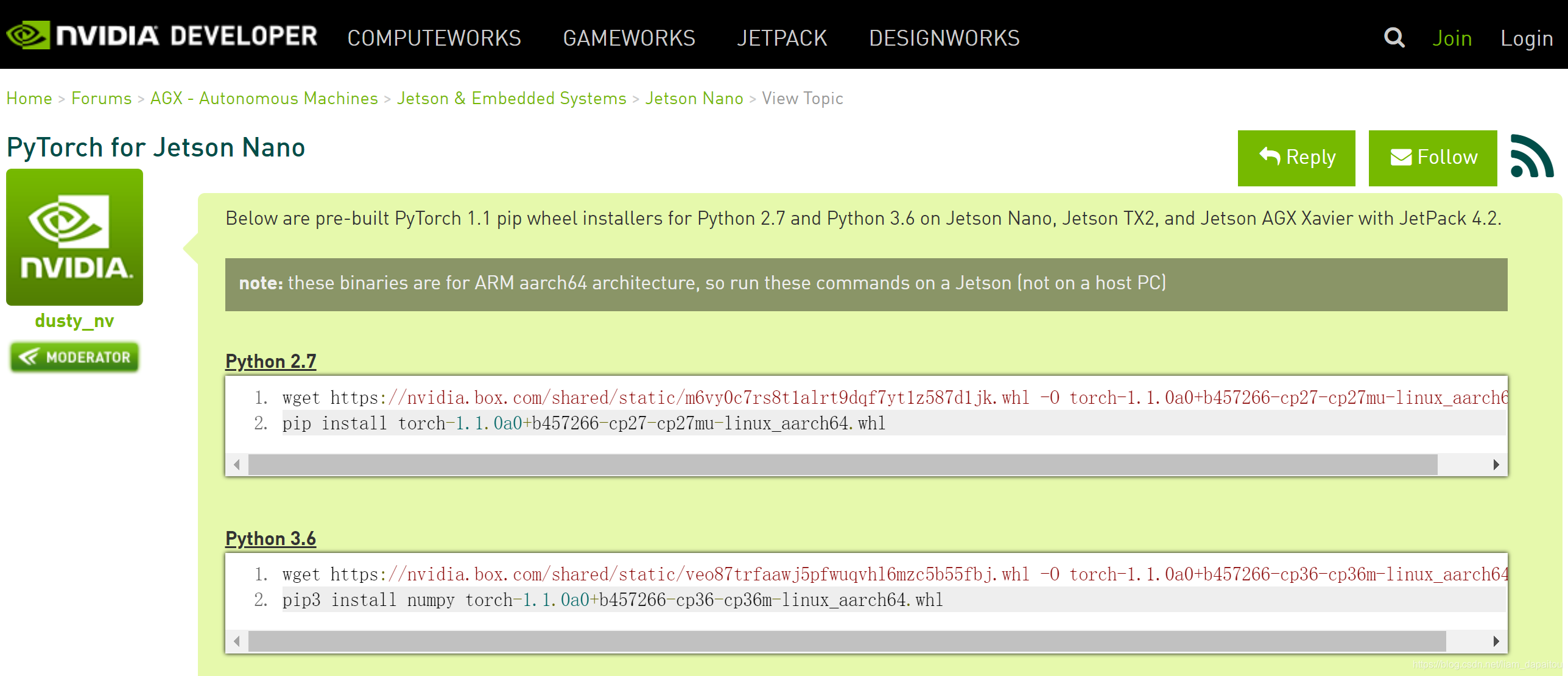 PyTorch for Jetson Nano
