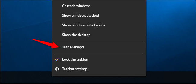 Option to open Task Manager from Windows 10's taskbar