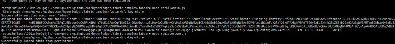 node enrollAdmin.js运行成功