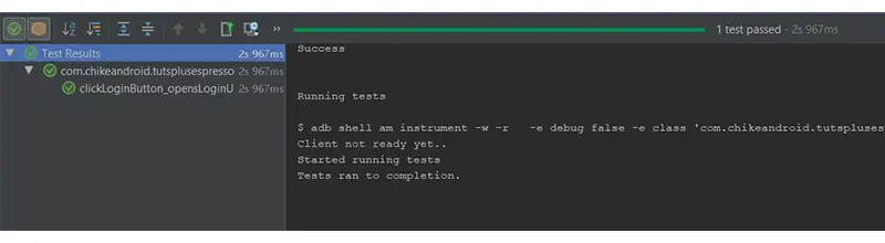 Android Studio测试结果工具栏