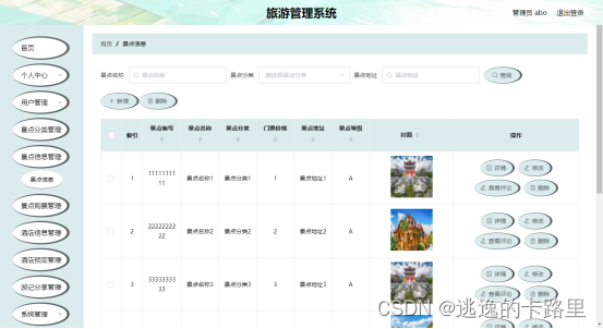 图5.3 景点信息管理页面