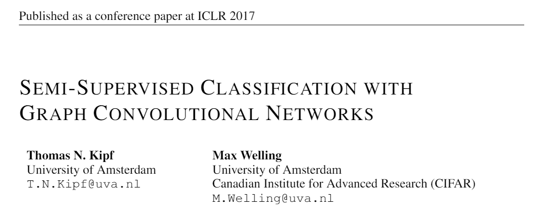【图卷积网络】Semi-Supervised Classification with Graph Convolutional Networks ...