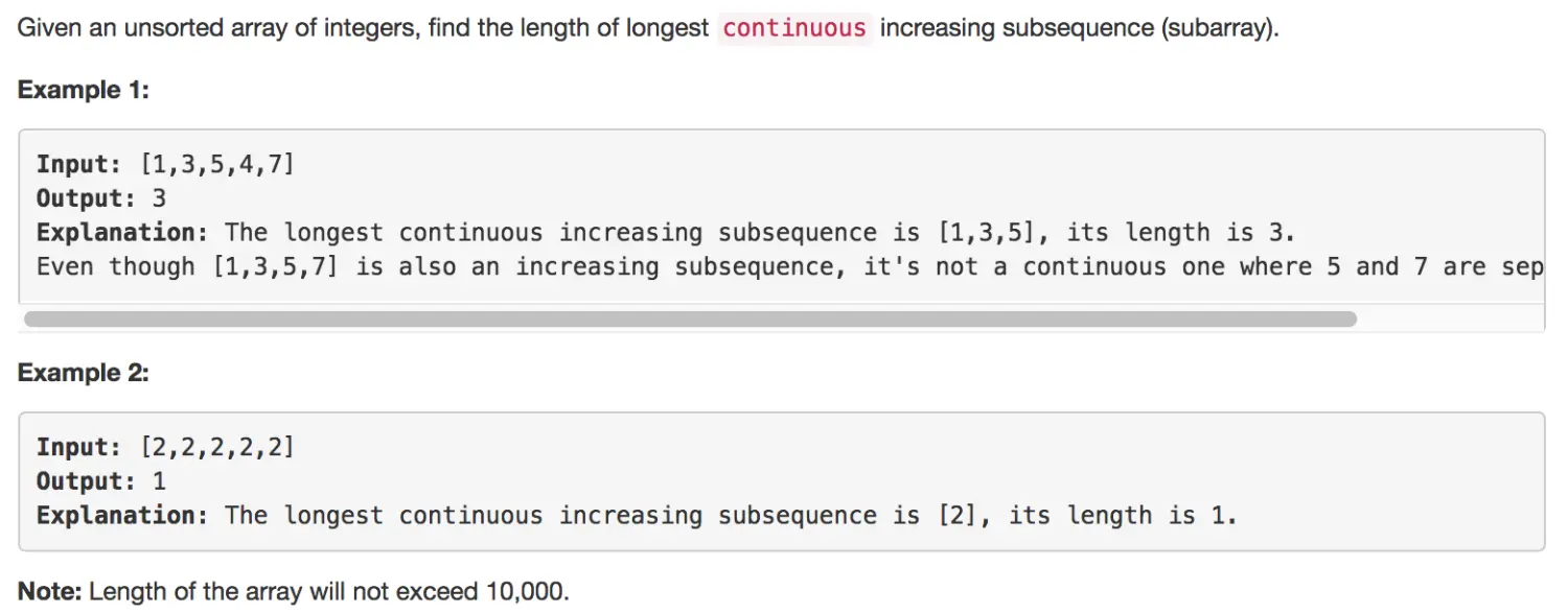 Longest Continuous Increasing Subsequence